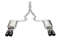 3.0 Inch Dual Rear Exit Cat-Back with Twin 4.0 Inch Black PVD Straight Cut Tips 24-25 Ford Mustan...