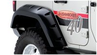 Bushwacker 10044-02 Black Max Coverage Pocket/Rivet Style Smooth Finish Rear Fender Flares with E...