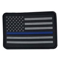 American Flag Patches, PVC Rubber, 2.0 Inch x 3.0 Inch w/ Velcro/Hook Backing Stars on Left Black...