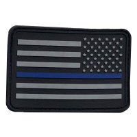 American Flag Patches, PVC Rubber, 2.0 Inch x 3.0 Inch w/ Velcro/Hook Backing Stars on Right Blac...