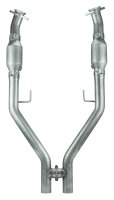 Exhaust H Pipe Catted For Long Tubes 05-10 Mustang 2.5 in H-Pipe Hardware Incl Natural 409 Stainl...