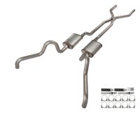 1966-71 Ford Fairlane 2.5 Inch H-Pipe Crossmember Back Quarter Panel Exit Exhaust No Mufflers Pyp...