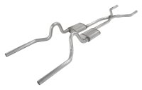 Crossmember Back w/H-Pipe Exhaust System 71-73 Mustang Split Rear Dual Exit 2.5 in Intermediate A...