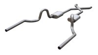 Crossmember Back w/X-Pipe Exhaust System 64-74 GM A Body Split Rear Dual Exit 3 in Intermediate A...
