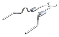 Crossmember Back w/X-Pipe Exhaust System 64-74 GM A Body Split Rear Dual Exit 3 in Intermediate A...