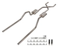 1965-70 Chevy Impala  X-Pipe Crossmember Back Exhaust 409 SS Rear Exit Street Pro Mufflers Pypes ...