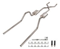 1965-70 Chevy Impala  H-Pipe Crossmember Back Exhaust 409 SS Rear Exit Violator Mufflers Pypes Pe...