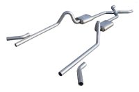 1955-1957 Tri-Five Chevy 2.5 Inch Crossmember Back Exhaust System With X-Pipe 409 Stainless No Mu...