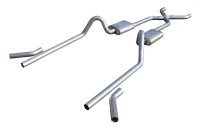 Crossmember Back w/X-Pipe Exhaust System 55-57 Tri-Five Chevy Split Rear Dual Exit 2.5 in Interme...