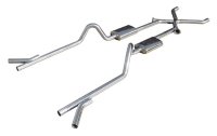 1955-1957 Tri-Five Chevy 2.5 Inch Crossmember Back Exhaust System With X-Change X-Pipe 409 Stainl...