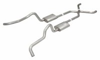 Crossmember Back w/X-Pipe Exhaust System 55-57 Chevy Wagon Split Rear Dual Exit 2.5 in Intermedia...