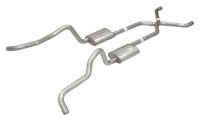 Crossmember Back w/X-Pipe Exhaust System 55-57 Chevy Wagon Split Rear Dual Exit 2.5 in Intermedia...