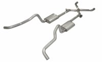Crossmember Back w/X-Pipe Exhaust System 55-57 Tri-Five Chevy Split Rear Dual Exit 2.5 in Stainle...