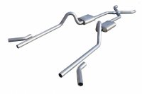 1955-1957 Tri-Five Chevy Pocket Kit 2.5 Inch Crossmember Back Exhaust System With X-Pipe 409 Stai...
