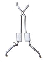 Crossmember Back w/X-Pipe Exhaust System 67-69 Split Rear Dual Exit 2.5 in Intermediate Pipe And ...