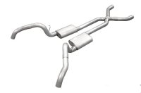 Crossmember Back w/X-Pipe Exhaust System 67-69 Split Rear Dual Exit 3 in Intermediate And Tail Pi...