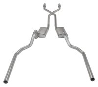 Crossmember Back w/X-Pipe Exhaust System 78-88 El Camino SS Split Rear Dual Exit 2.5 in Intermedi...