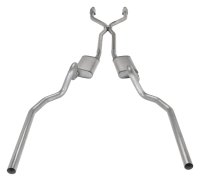 Crossmember Back w/H-Pipe Exhaust System 78-88 El Camino SS Split Rear Dual Exit 2.5 in Intermedi...