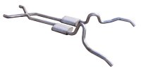 Crossmember Back w/X-Pipe Exhaust System 62-67 Nova Split Rear Dual Exit 2.5 in Intermediate And ...