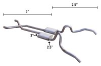 Nova Crossmember Back Exhaust for 62-67 Nova Hybrid 3 Inch To 2.5 Inch W/ X-Pipe System Race Pro ...