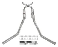 Crossmember Back W/ X-Pipe Exhaust System 63-66 GM Truck Split Side Dual Exit 2.5 Inch Intermedia...
