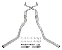 Crossmember Back W/ H-Pipe Exhaust System 63-66 GM Truck Split Side Dual Exit 2.5 Inch Intermedia...