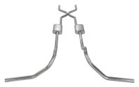Crossmember Back w/H-Pipe Exhaust System 67-74 GM Split Rear Dual Exit 2.5 in Intermediate And Ta...