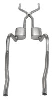 Crossmember Back w/H-Pipe Exhaust System 67-73 Mopar A-Body Split Rear Dual Exit 2.5 in Intermedi...