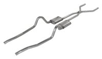 Crossmember Back w/H-Pipe Exhaust System 67-73 Mopar A-Body Split Rear Dual Exit 2.5 in Intermedi...