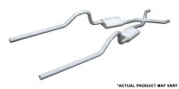Crossmember Back w/X-Pipe Exhaust System 66-74 Mopar B-Body Split Rear Dual Exit 2.5 in Intermedi...
