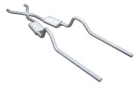 Crossmember Back w/X-Pipe Exhaust System Split Rear Dual Exit 2.5 in Intermediate And Tail Pipe 1...