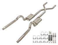 1970-1974 Mopar E-Body 3 Inch Crossmember Back Exhaust System 409 Stainless Turbo Pro Mufflers Py...