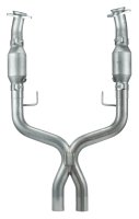 Exhaust X Pipe Catted For Long Tubes 05-10 Mustang 2.5 in X-Pipe Hardware Incl Natural 409 Stainl...