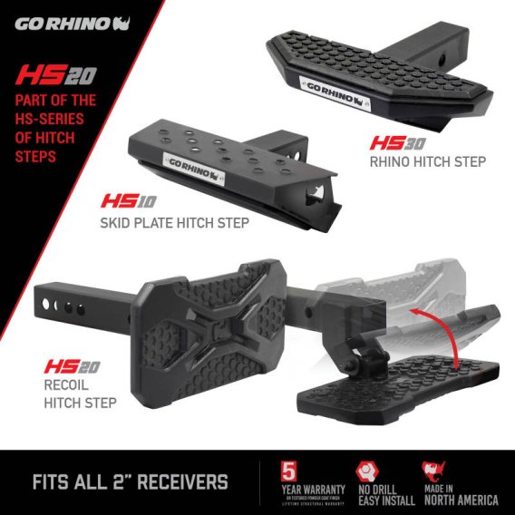 Go Rhino HS2012T - HS-20 Hitch Step - Textured Black