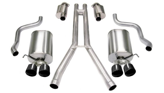 2.5 Inch Cat-Back Sport Dual Exhaust 3.5 Inch Black Tips 2004-08 Cadillac XLR 4.6L V8 Stainless S...
