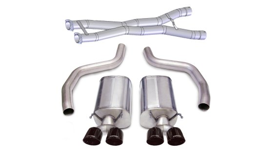 3.0 Inch Cat-Back Sport Dual Exhaust Twin 4.0 Inch Black Tips 12-13 Corvette Z06 7.0L / ZR1 6.2L ...