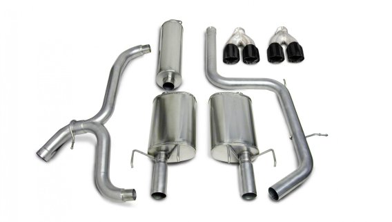 2.5 Inch Cat-Back Dual Rear Exit with Twin 3.5 Inch Black PVD Pro-Series Tips Corsa Performance