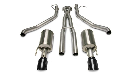 2.5 Inch Cat-Back Plus X-Pipe Sport Exhaust Dual Rear Exit 4.0 Inch Black Tips 05-06 Pontiac GTO ...