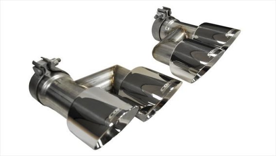Two Twin 4.0 Inch Polished Tips Clamps Included Dual Rear Exit For Corsa Mustang GT Exhaust Only ...