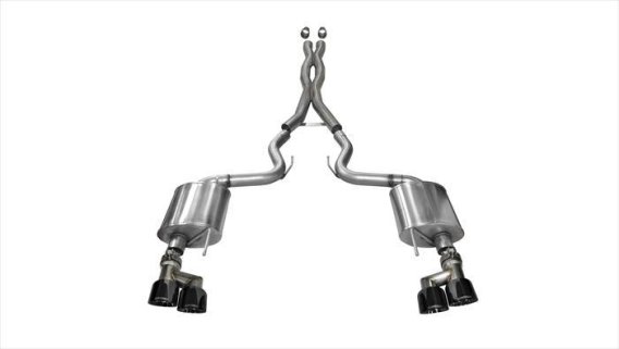 3.0 Inch Cat-Back Sport Dual Exhaust 4.0 Inch Black Tips 15-Present Ford Mustang GT Fastback (No ...