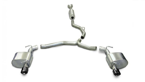 2.5 Inch Cat-Back Dual Rear Exit with Single 3.5 Inch Black PVD Pro-Series Tips Corsa Performance