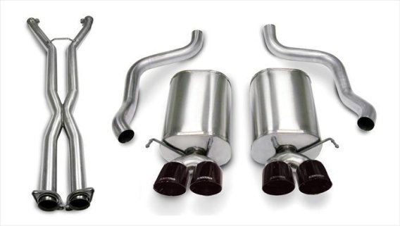 2.5 Inch Cat-Back Xtreme Dual Exhaust Black 3.5 Inch Tips 05-08 Corvette A6 Auto Trans 6.0L/6.2L ...
