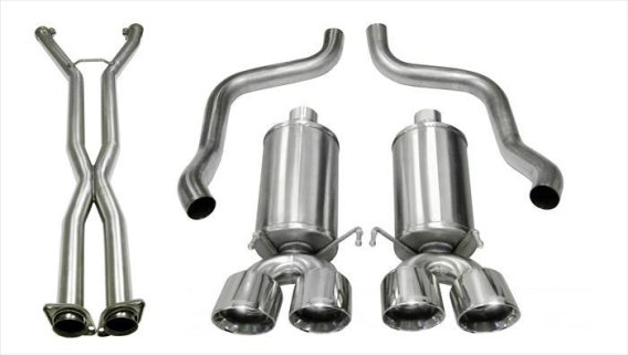 2.5 Inch Cat-Back Xtreme Dual Exhaust Polished 3.5 Inch Tips 09-13 C6 Corvette 6.2L Stainless Ste...