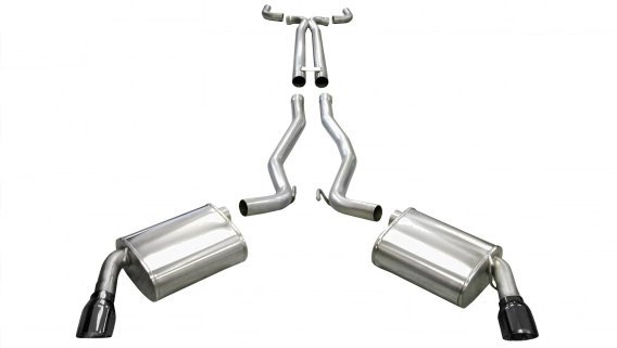 2.5 Inch Cat-Back Plus X-Pipe Sport Exhaust Dual Rear Exit 4.0 Inch Black Tips 10-15 Chevrolet Ca...