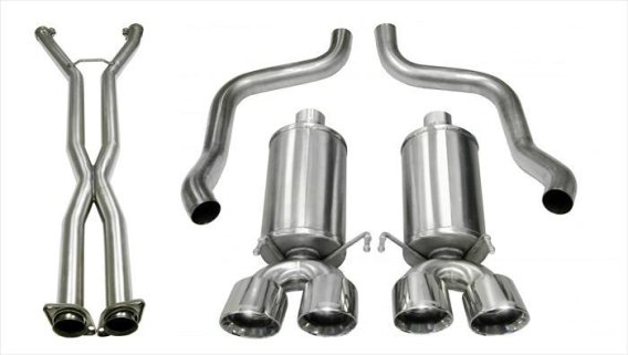 2.5 Inch Cat-Back Dual Rear Exit with Twin 4.0 Inch Polished Pro-Series Tips Corsa Performance
