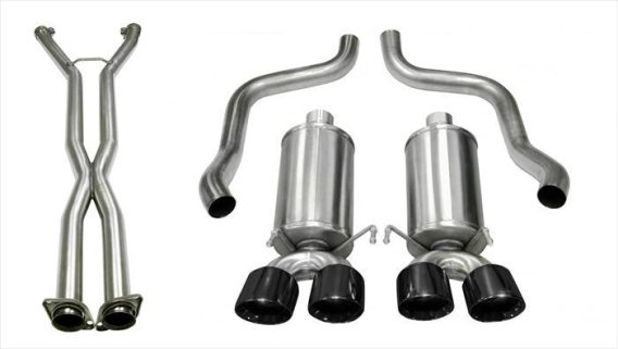 2.5 Inch Cat-Back Dual Rear Exit with Twin 4.0 Inch Black PVD Pro-Series Tips Corsa Performance