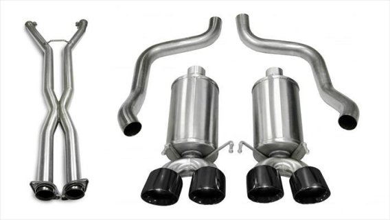 2.5 Inch Cat-Back Dual Rear Exit with Twin 4.0 Inch Black PVD Pro-Series Tips Corsa Performance