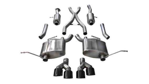 2.5 Inch Cat-Back Dual Rear Exit with Twin 4.0 Inch Black PVD Pro-Series Tips 14-21 Jeep Grand Ch...