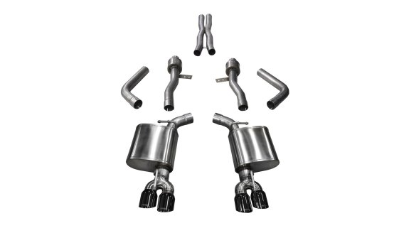 2.75 Inch Cat-Back Sport Dual Rear Exit Exhaust 3.5 Inch Black Tips 15-Present Dodge Challenger S...