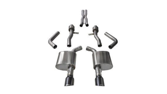 2.75 Inch Cat-Back Sport Dual Rear Exit Exhaust 4.5 Inch Black Tips 15-Present Dodge Charger SRT ...